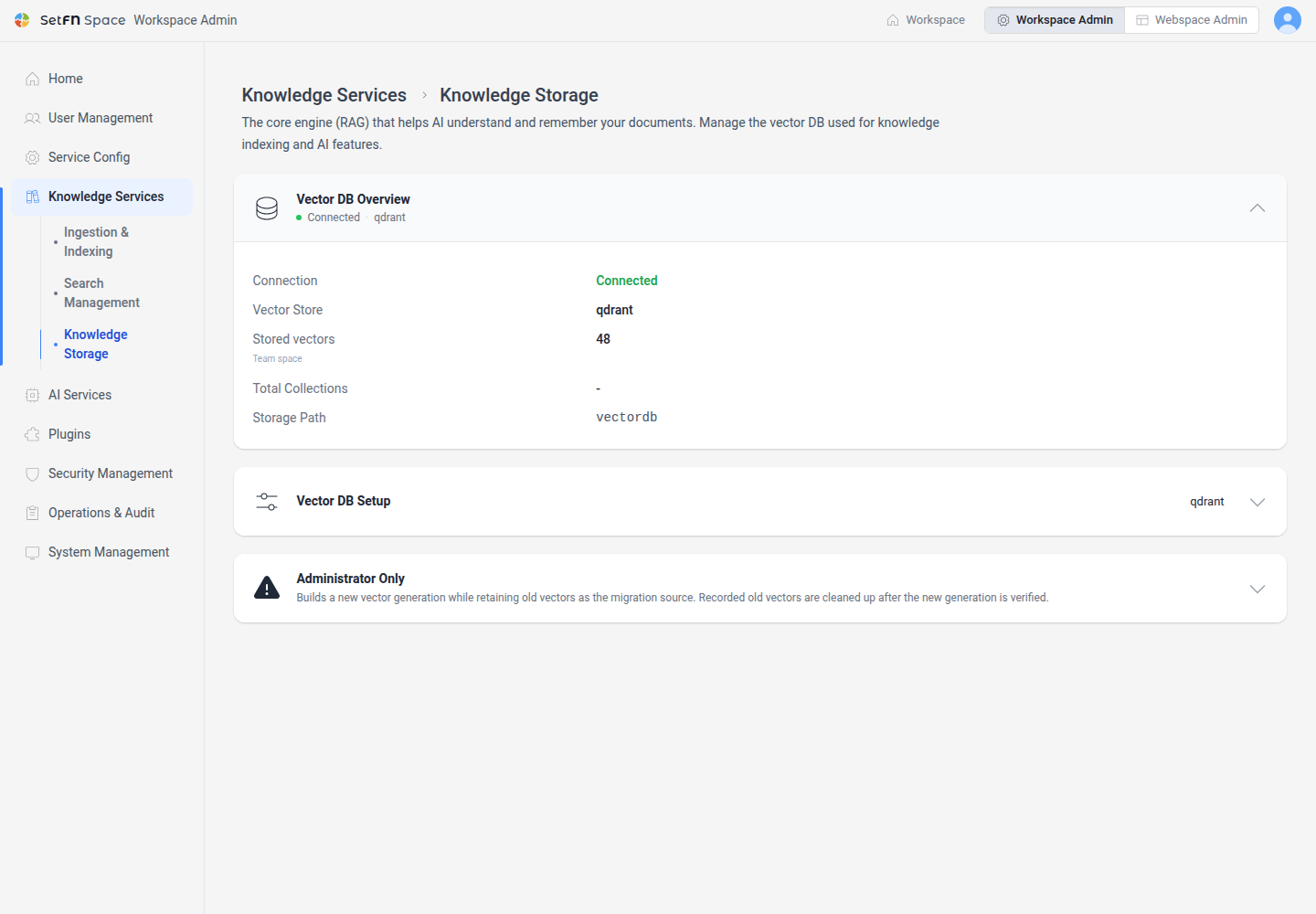 Knowledge Storage page