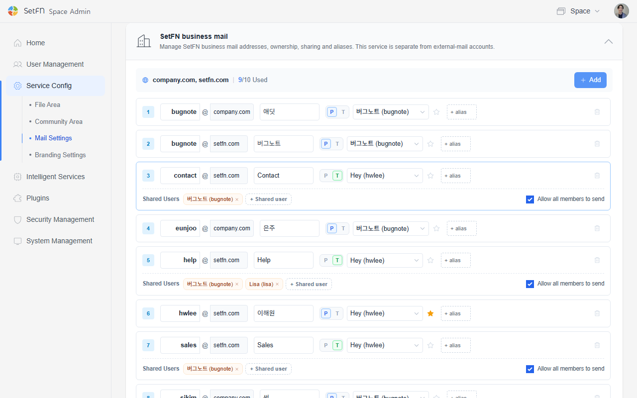 SetFN business email account list