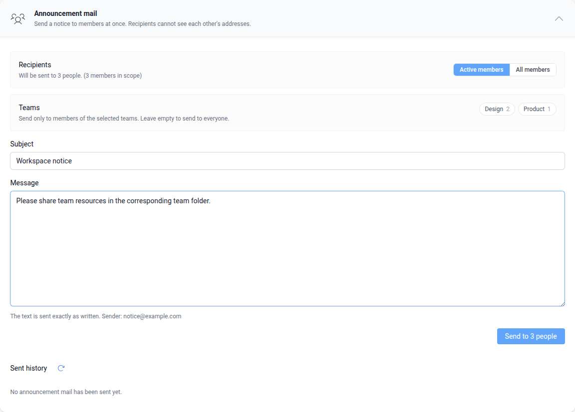 Bulk notice audience and content