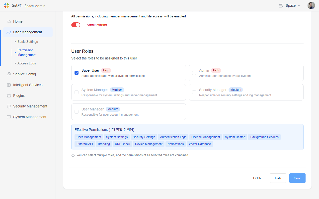 Setting admin permissions