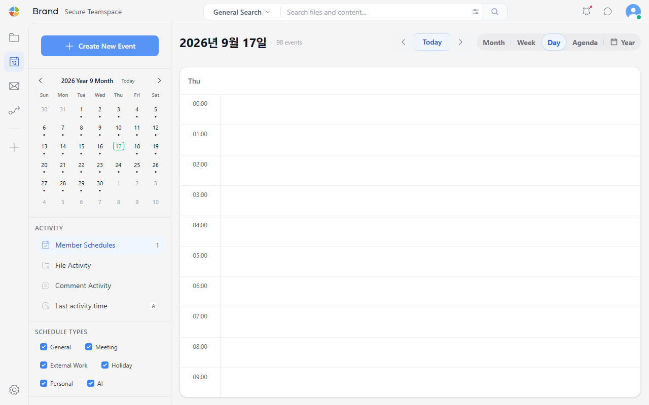 Empty time slot on the calendar