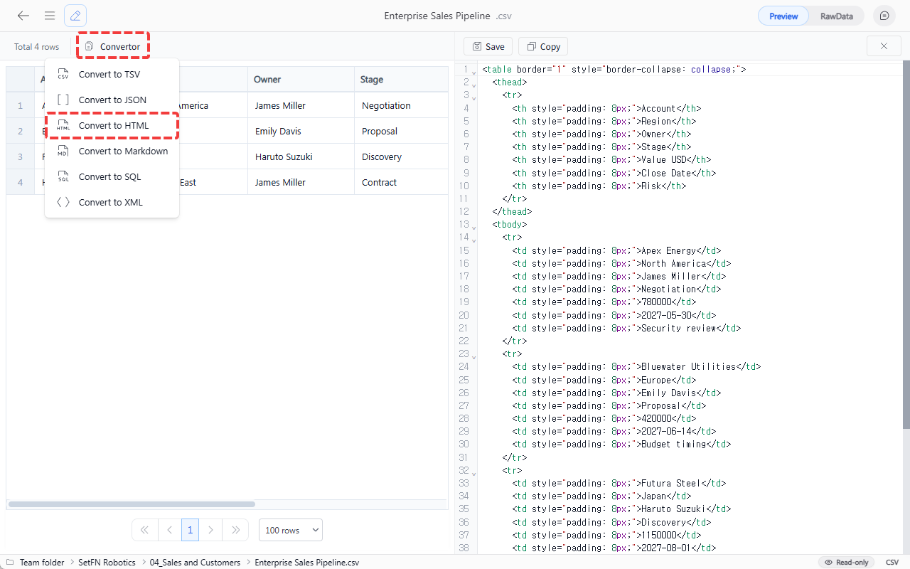 CSV converter