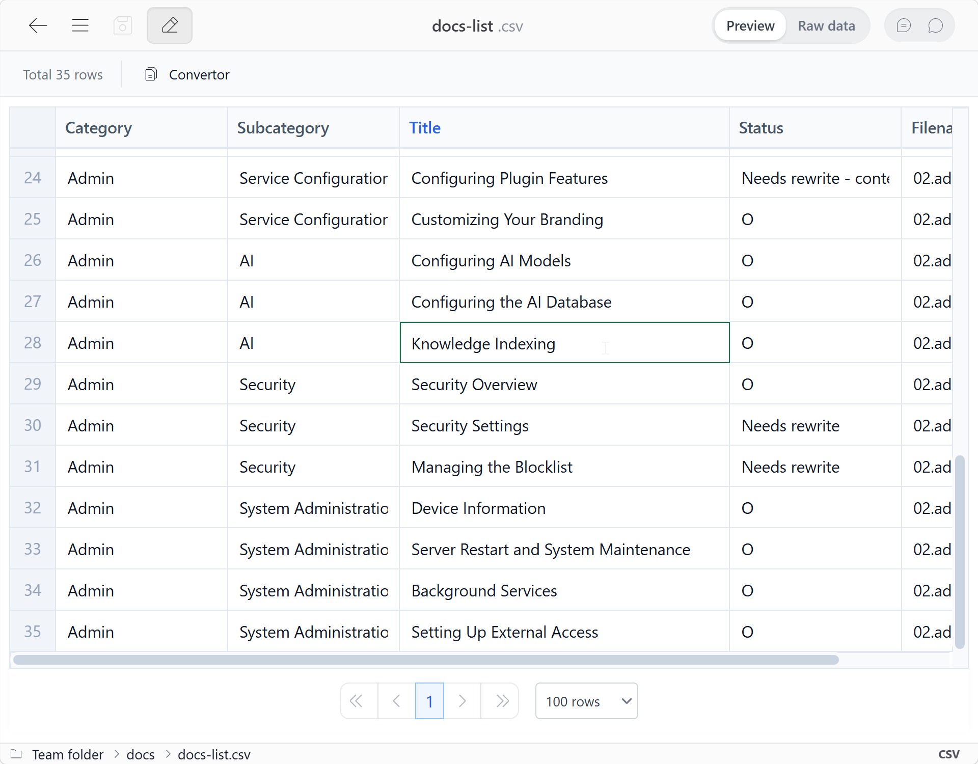 CSV viewer