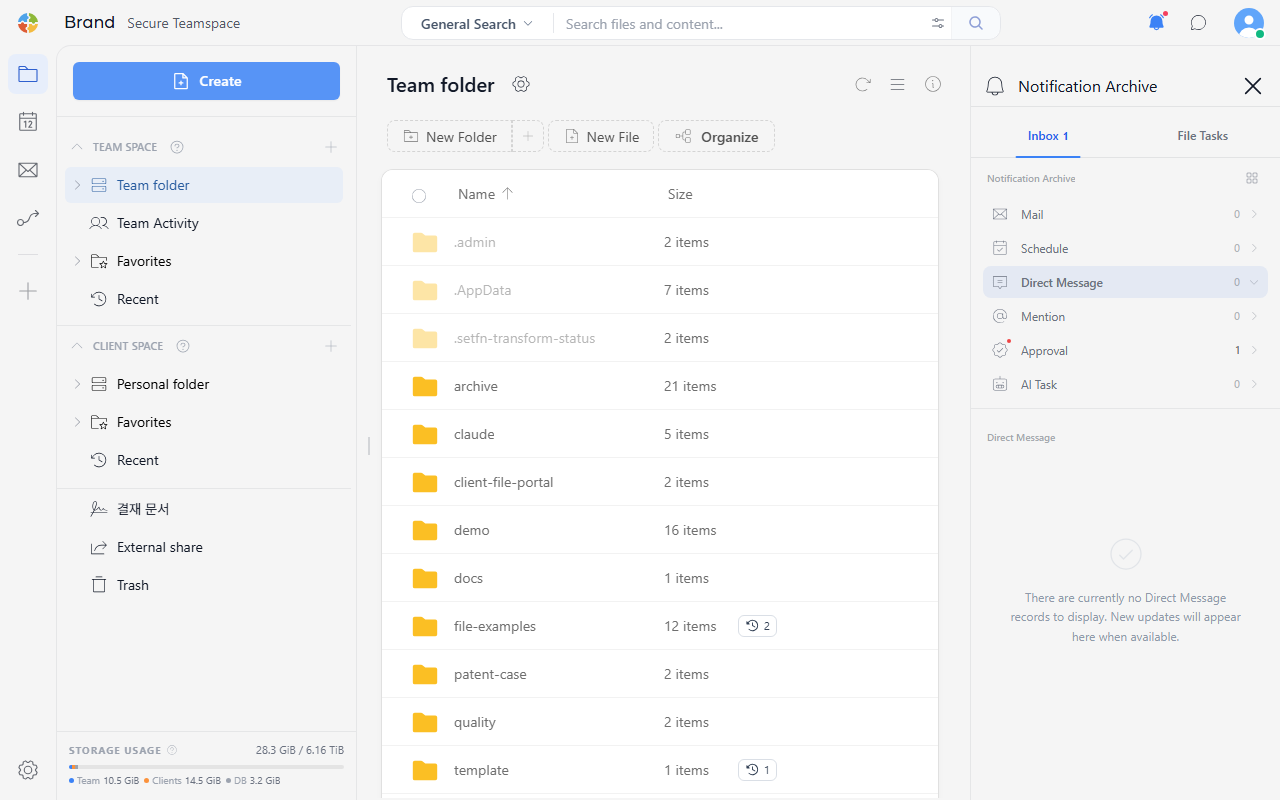 Notification inbox - direct messages