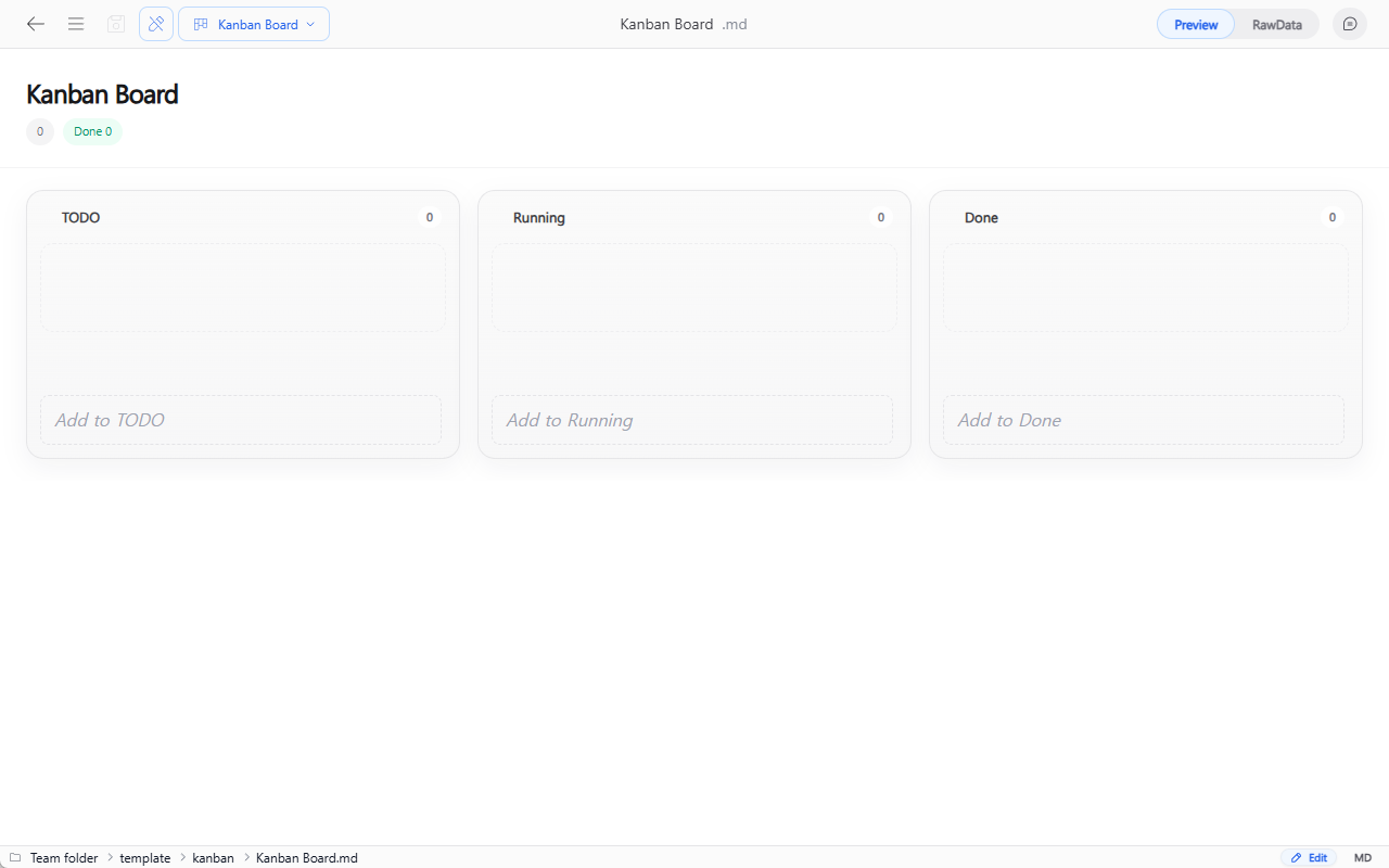 Adding a Kanban card