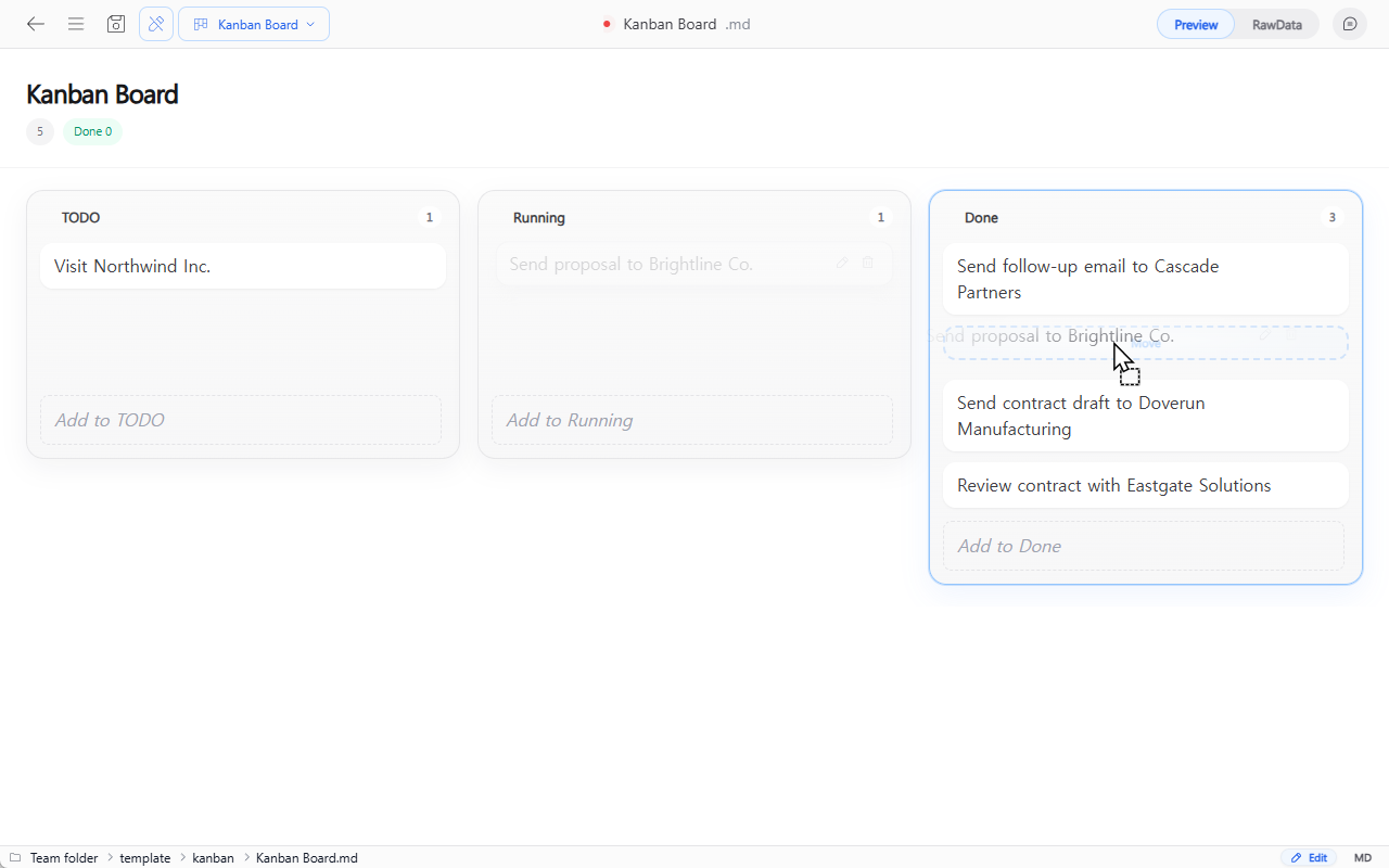 Kanban drag and drop