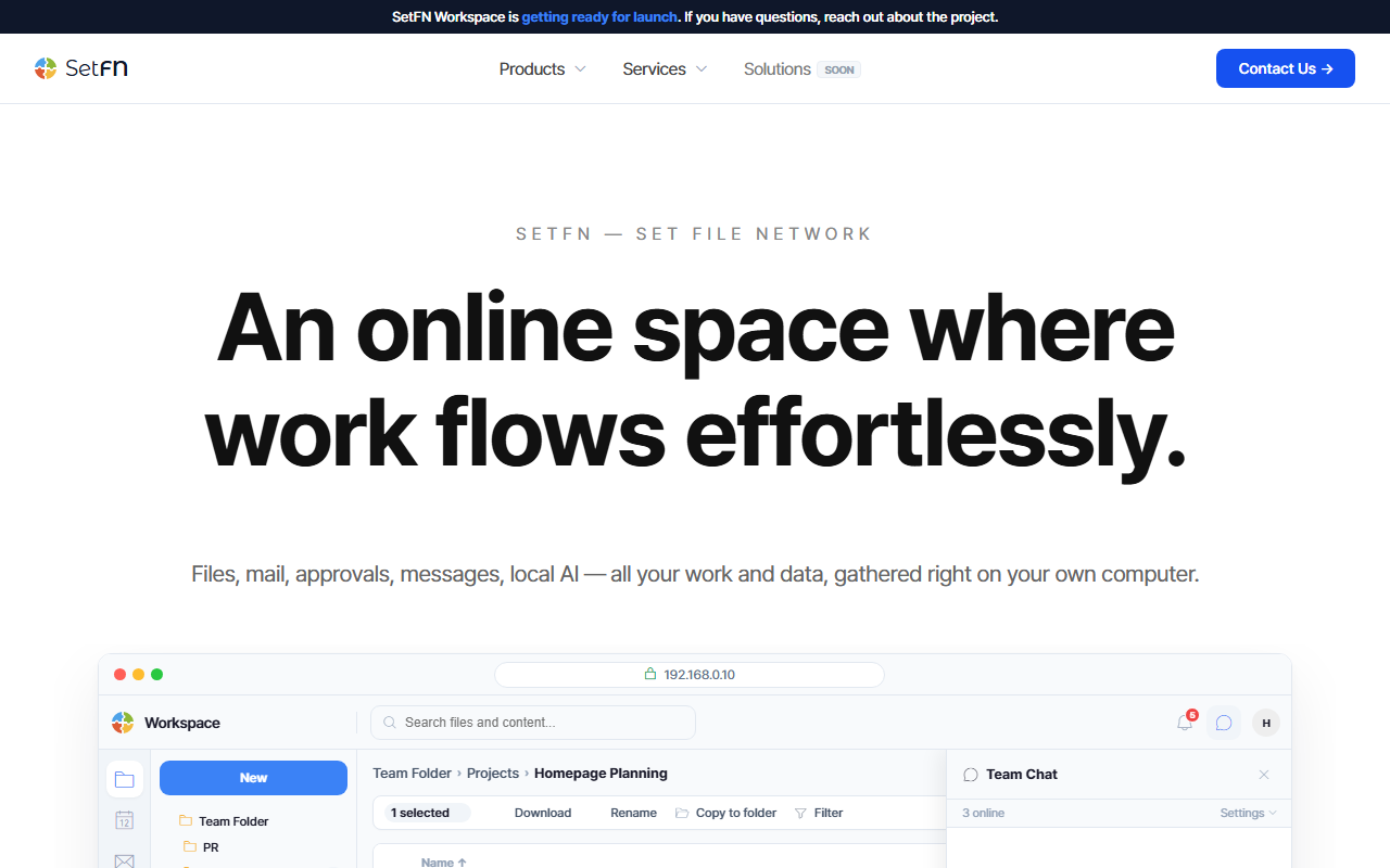 Example of a deployed homepage