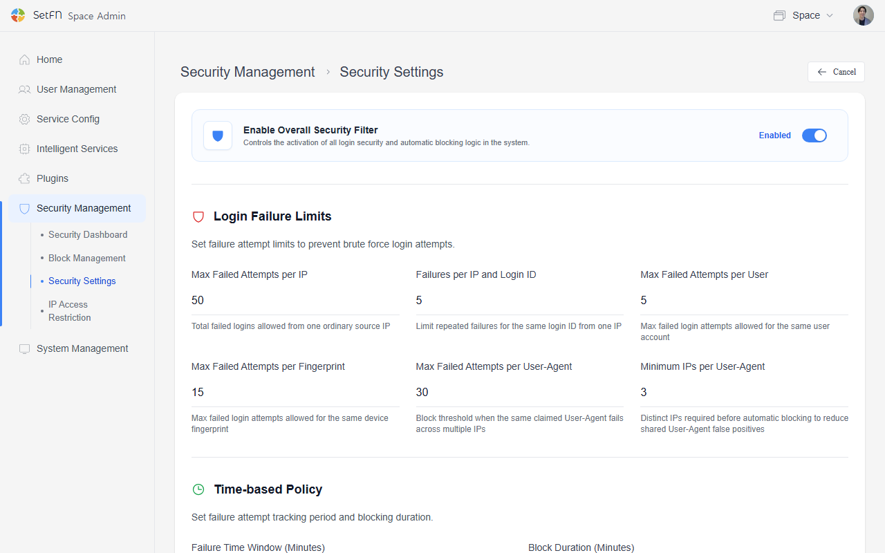 Security settings