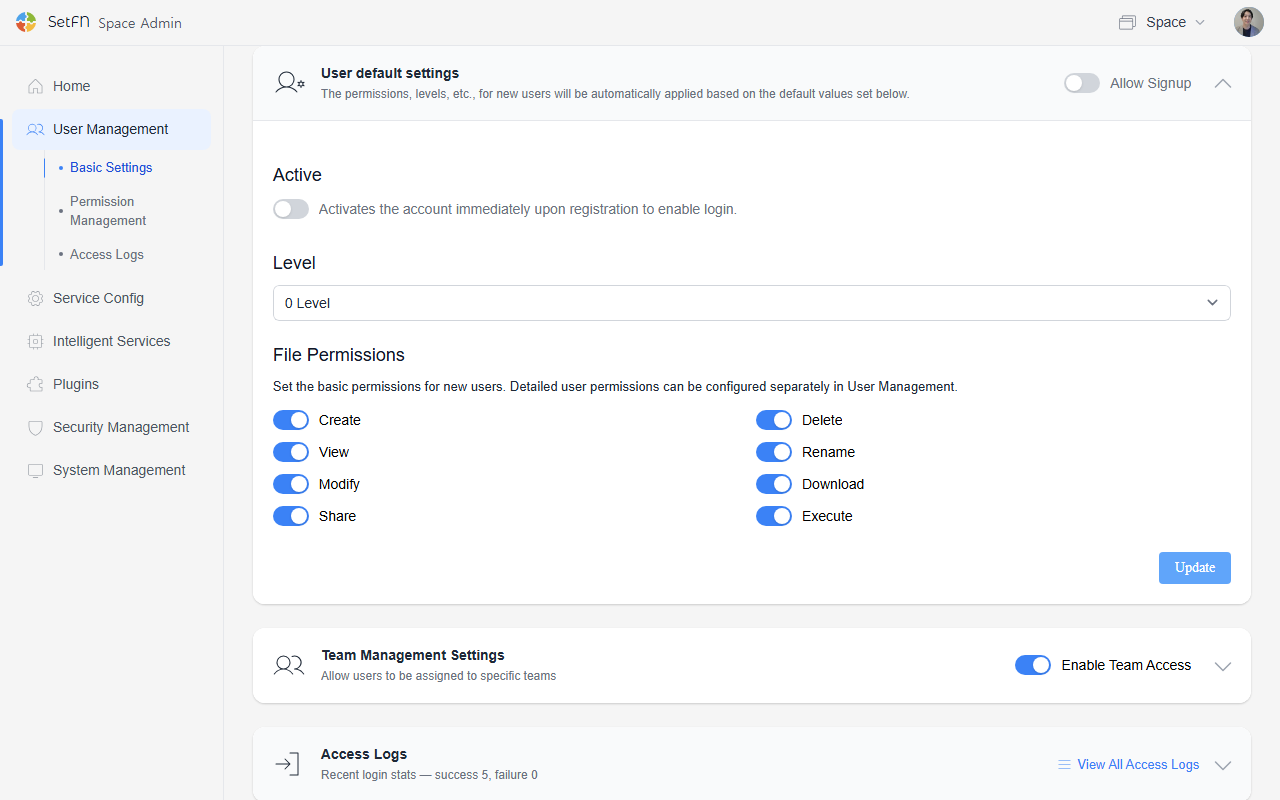 Signup policy settings