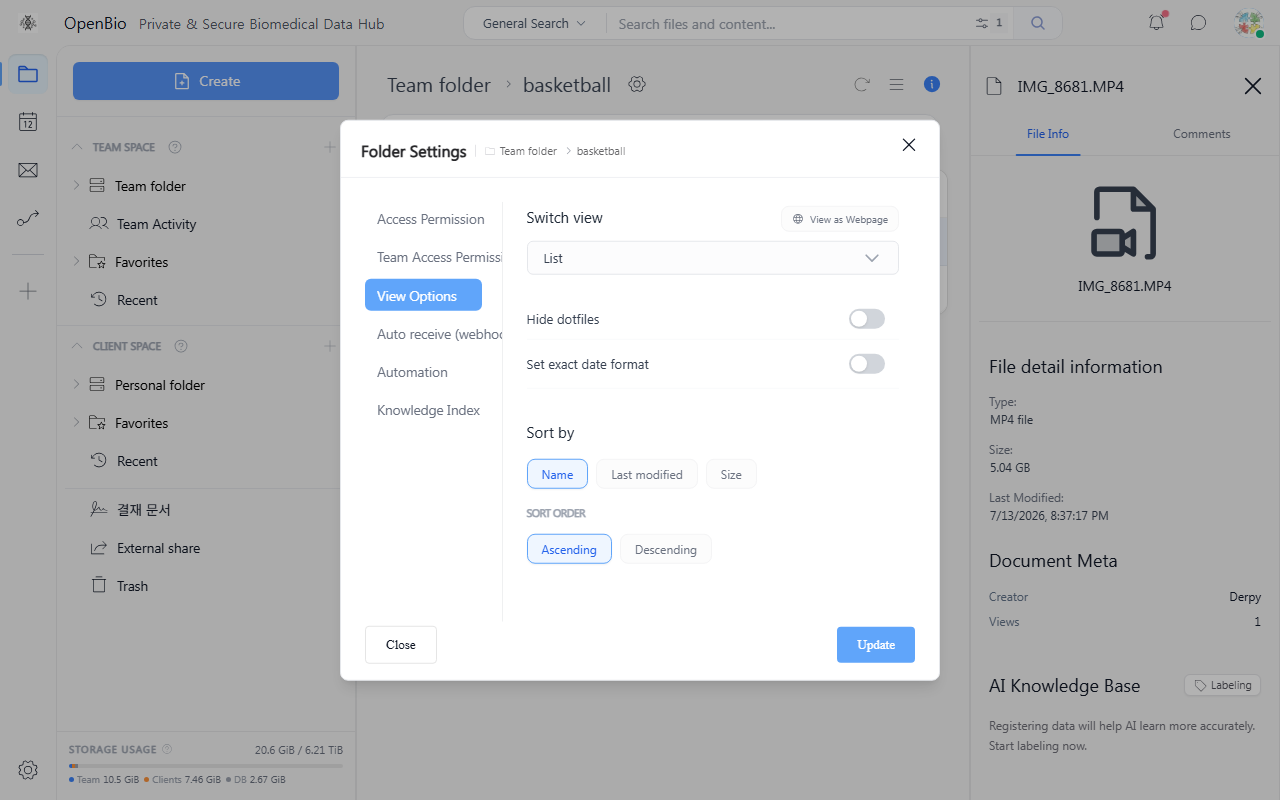 View options