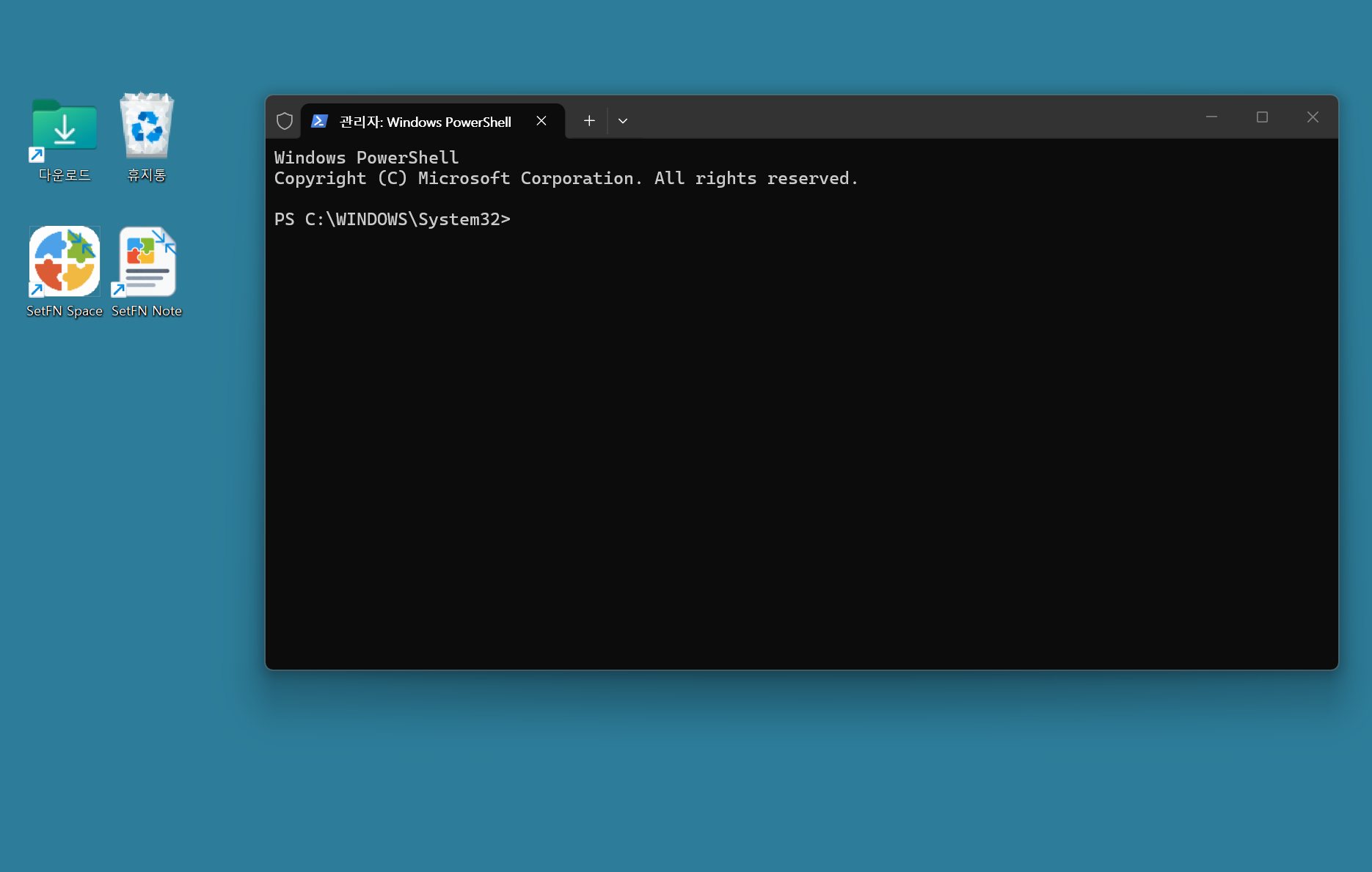 PowerShell 관리자 터미널 창